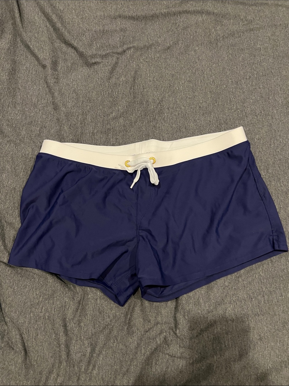 Men's Navy Swim Trunks with White Waistband